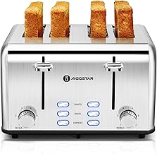 4-Slice Stainless Steel Toaster with Bagel and Reheat