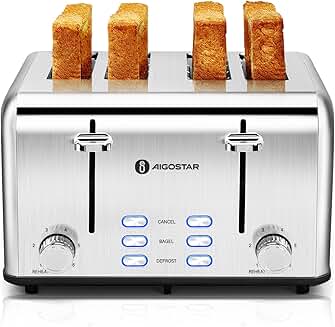 4-Slice Stainless Steel Toaster with Bagel and Reheat