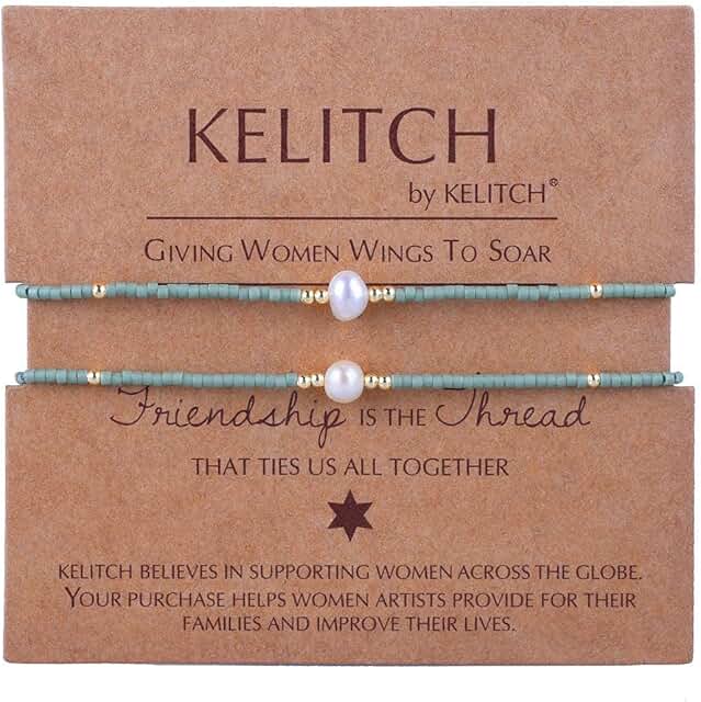 Set of 2 Boho Beaded Pearl Bracelets for Women