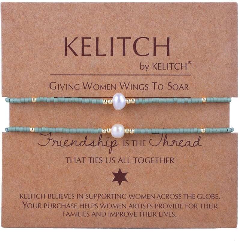 Set of 2 Boho Beaded Pearl Bracelets for Women