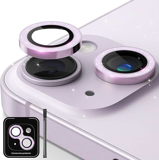Glitter Purple Camera Lens Protector for iPhone 14 and 14 Plus