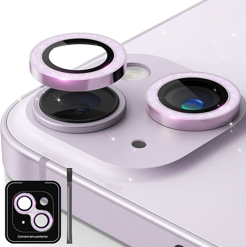 Glitter Purple Camera Lens Protector for iPhone 14 and 14 Plus
