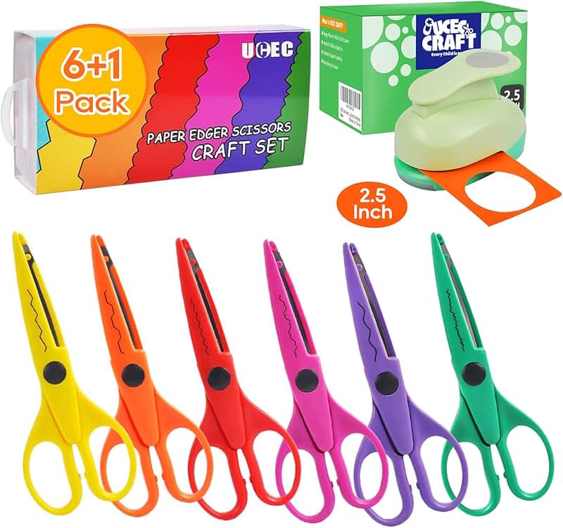 Craft Scissors and Paper Punch for Crafts and Scrapbooking