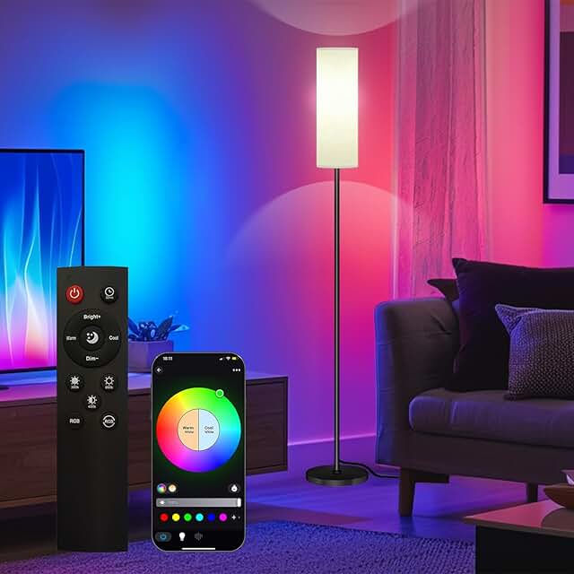 Tall LED Floor Lamp with App Control and RGB Colors