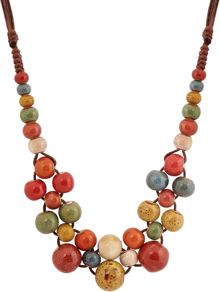 Colorful Ceramic Round Beads Necklace for Women