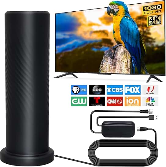 Long Range Indoor 4K HD TV Antenna with Signal Booster