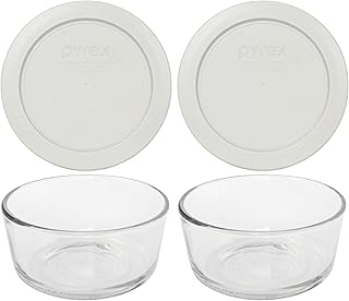 2 Glass Bowls and Silver Lids for Food Storage