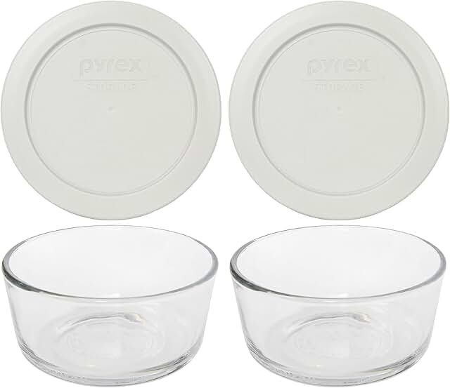 2 Glass Bowls and Silver Lids for Food Storage