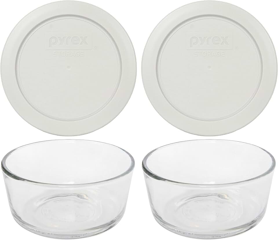 2 Glass Bowls and Silver Lids for Food Storage