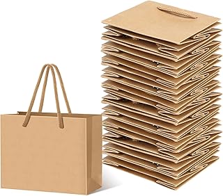 24 Small Brown Gift Bags with Handles