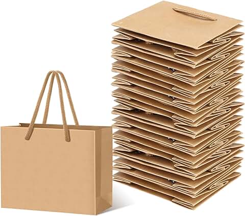 24 Small Brown Gift Bags with Handles