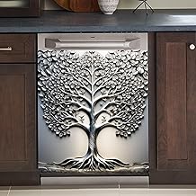 Silver Metal Tree of Life Dishwasher Cover 23x26 Inch