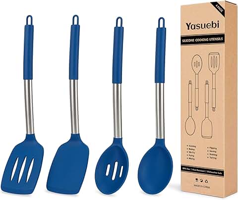Set of 4 Silicone Kitchen Utensils for Cooking and Baking
