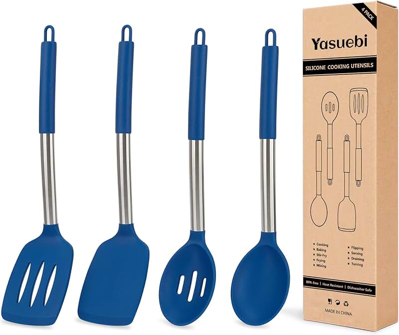 Set of 4 Silicone Kitchen Utensils for Cooking and Baking