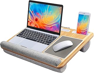 Wood Grain Lap Desk with Mouse and Phone Holders