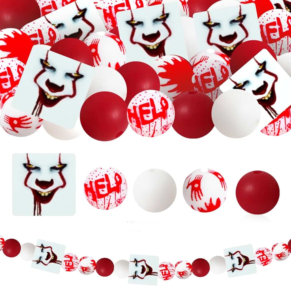 15mm Gothic Horror Beads with Blood Stains, 55 pcs