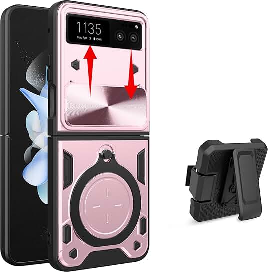 Rose Gold Military Grade Case with Belt Clip and Kickstand for Razr 2023
