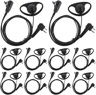 D Shape Earpiece Headset PTT for Two Way Radio (10 Packs)