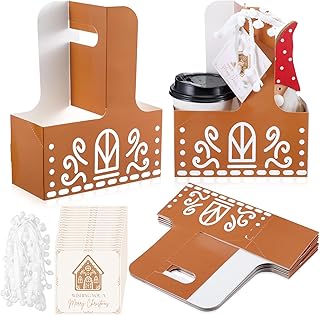 12-Set Gingerbread House Drink Carrier with Greeting Cards