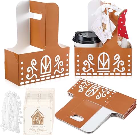 12-Set Gingerbread House Drink Carrier with Greeting Cards