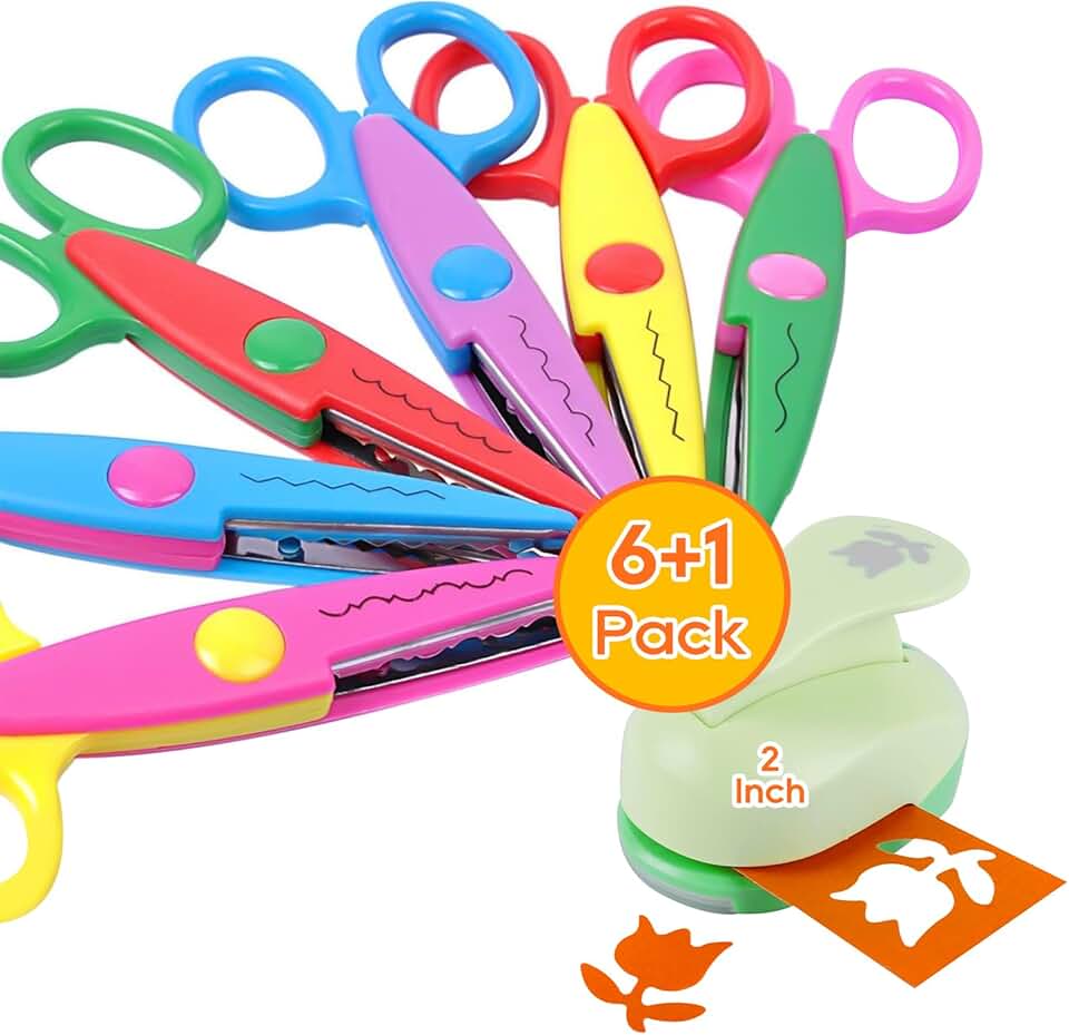 Craft Scissors and Paper Punch for Crafts and Scrapbooking