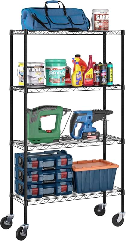 4-Tier Metal Storage Shelf Cart with Casters