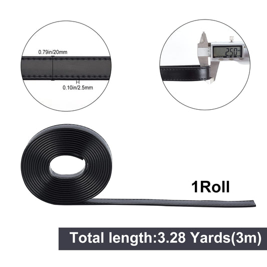 Black Leather Straps 118 Inches Double Sided 0.8 Inch Wide