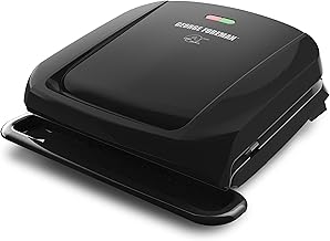 4-Serving Electric Grill with Removable Plates and Non-Stick Coating