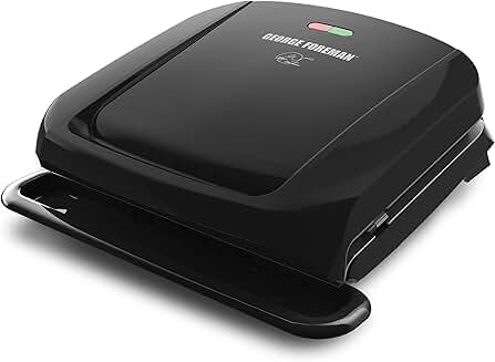 4-Serving Electric Grill with Removable Plates and Non-Stick Coating