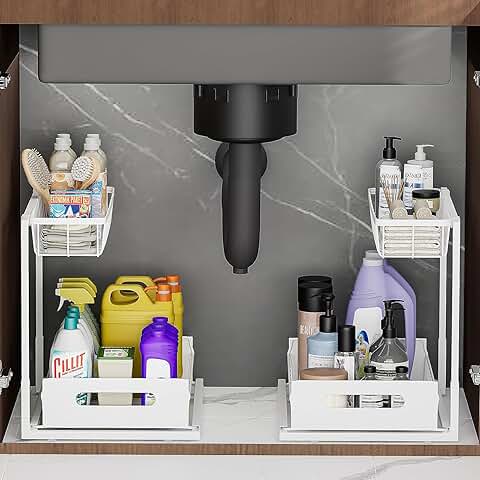 Two-Tier Under Sink and Bathroom Storage Organizer Set