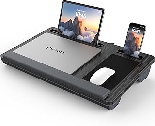 Portable lap desk with wrist rest and storage