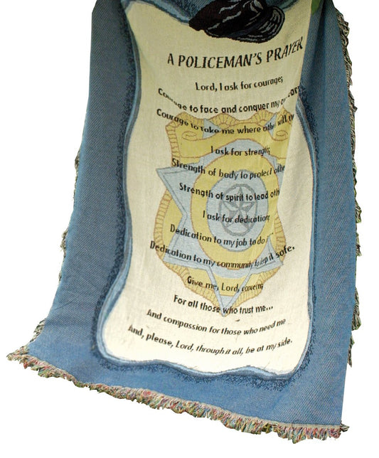 Manual Patriotic 50 x 60-Inch Tapestry Throw, A Policeman's Prayer,