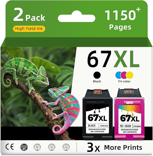 Replacement Ink Cartridges for HP 67 XL Black and Color