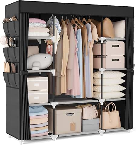 Large Portable Closet with Cover and Storage Shelves
