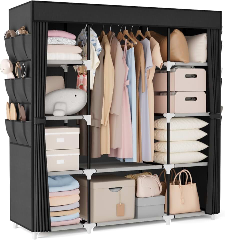 Large Portable Closet with Cover and Storage Shelves