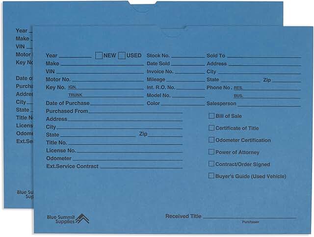 Blue Vehicle Deal Jackets, Pack of 100