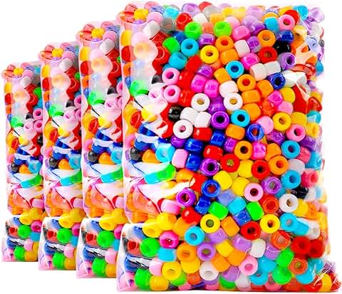 4000 pcs Multi-Color Pony Beads for Crafts and Hair