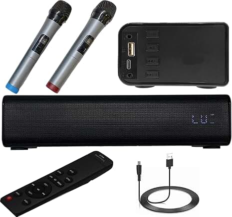 Wireless Soundbar with Microphones and Remote