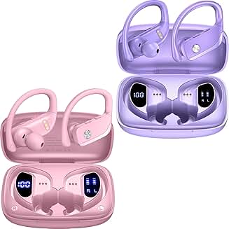 Wireless Earbuds with LED Display, 48H Play, Earhooks