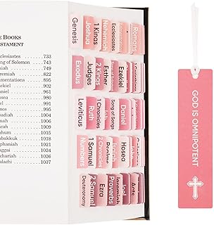 Pink Bible Tabs with Bookmark for Easy Navigation