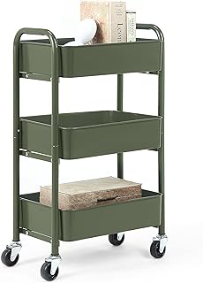 Three-Tier Compact Rolling Metal Storage Cart