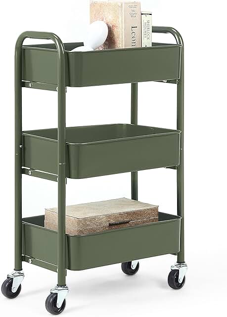 Three-Tier Compact Rolling Metal Storage Cart