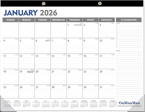 Large 2026-2027 Desk Calendar, 18 Months, 22x17 Inches
