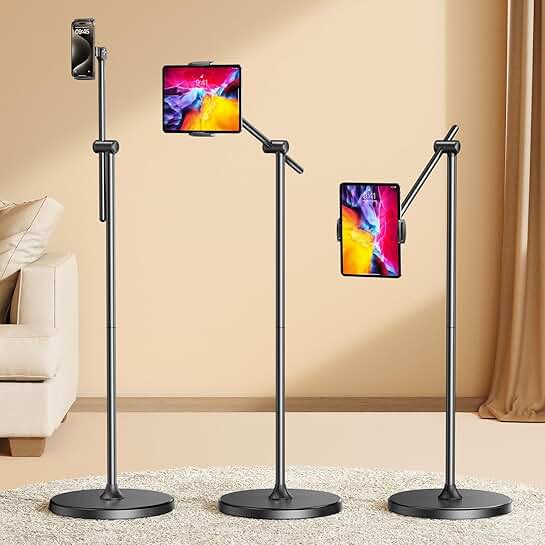 Height-Adjustable 360° Rotation Tablet Floor Stand