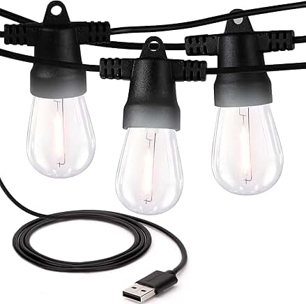 24 Ft Waterproof USB String Lights for Outdoor Use