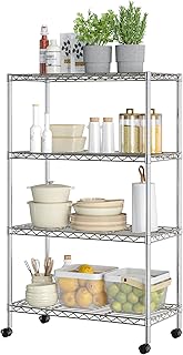 4-Tier Steel Wire Shelving Unit, 30" W x 14" D