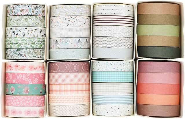 40 Rolls of Slim Washi Tape Gift Box Set in Pastel