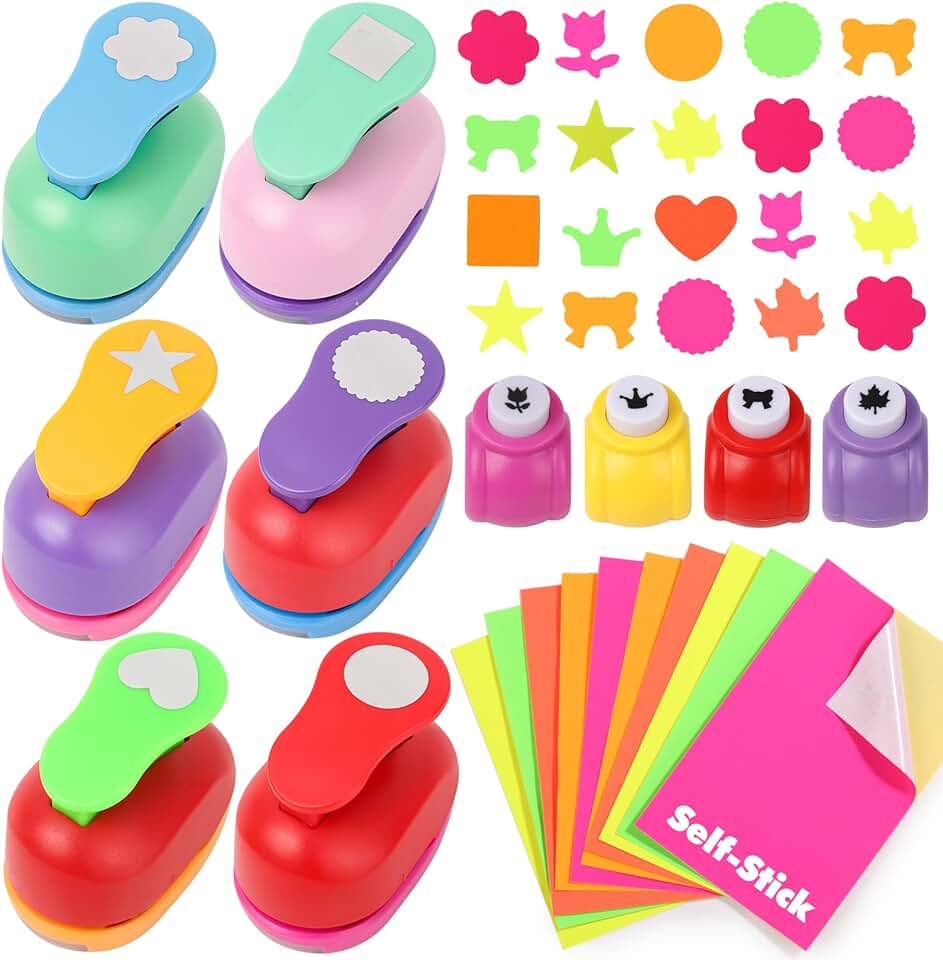 Set of 20 craft hole punches with sticker papers