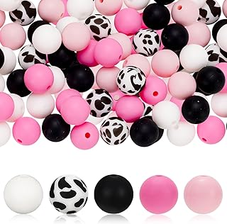 105 Cow Print Silicone Beads for Jewelry and Crafts