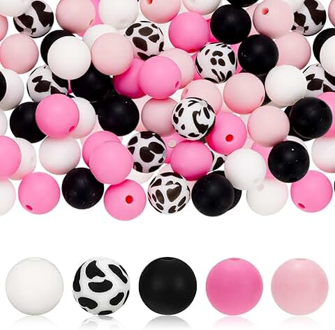 105 Cow Print Silicone Beads for Jewelry and Crafts